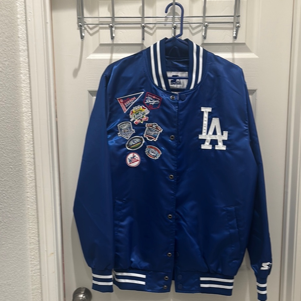Blue LA Satin Jacket with Patches